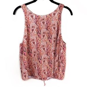 American Eagle open lace up back boho paisley tank